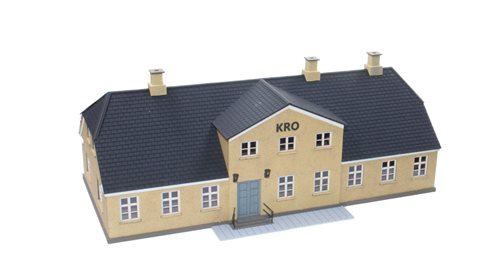Hobbytrade 87381 Dorfgasthof mit gelbem Gips, Lasercut, H0
